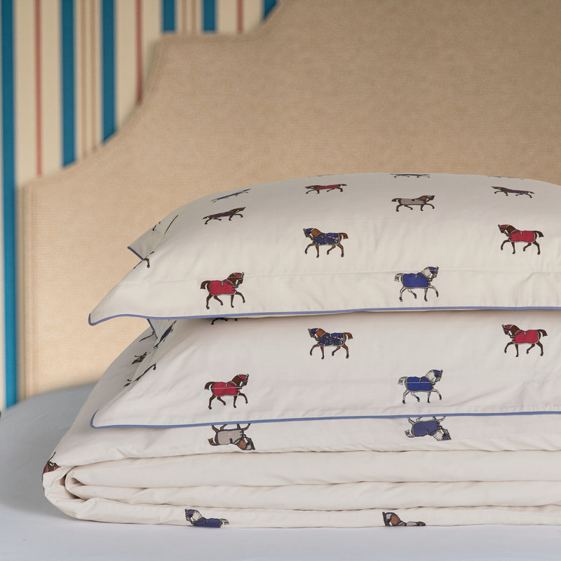 Dressage Horses Cotton Duvet Cover Set, King Size Duvet Cover + 2 Pillowcases