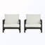 Outdoor Wooden Lounge Chairwith Cushion(Set of 2)
