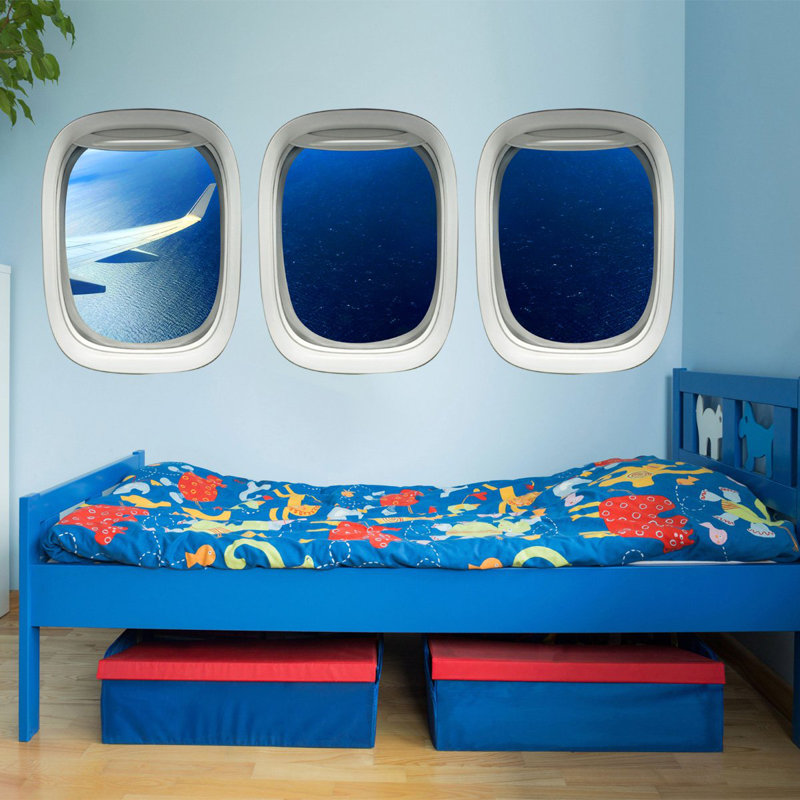 Décalcomanie murale fenêtre avion