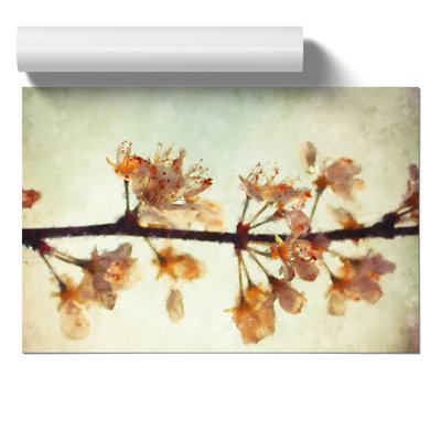 Pink Cherry Blossom Flowers Painting - Frameless Print