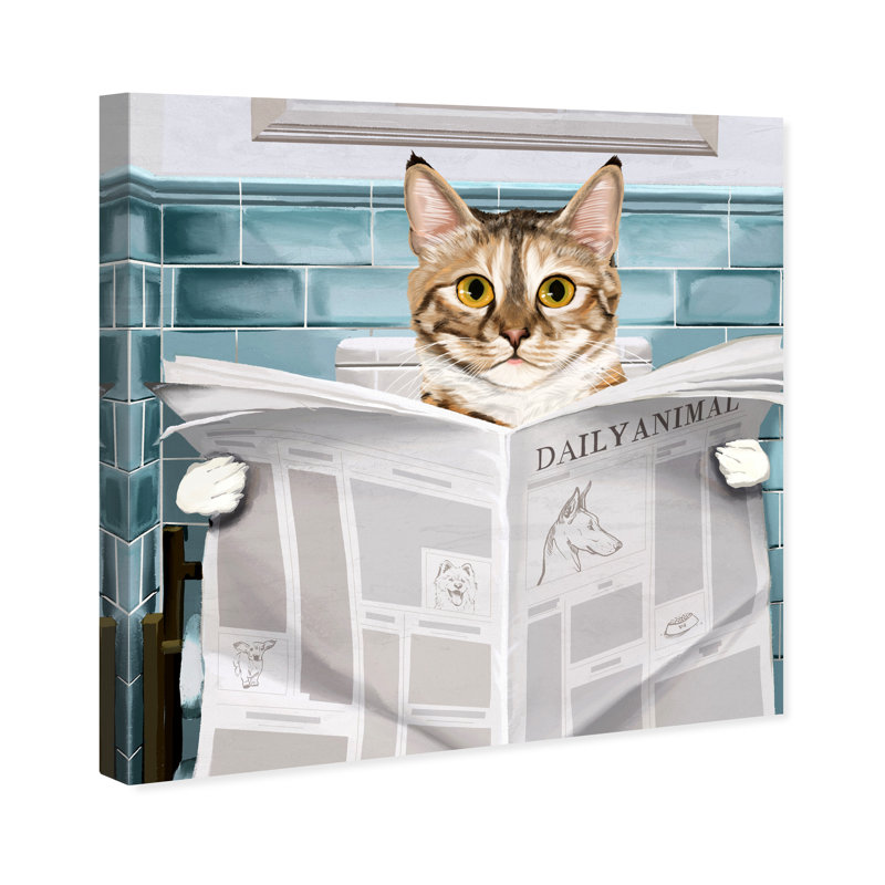 " Occupied Bathroom Kitten ", 20" H x 20" W x 0.8" D