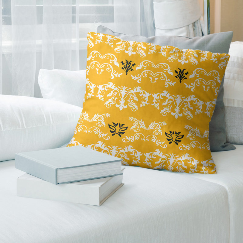 Housse de coussin Pittsburgh Football Baroque, 14 po x 14 po, Simili daim, Jaune/blanc/noir