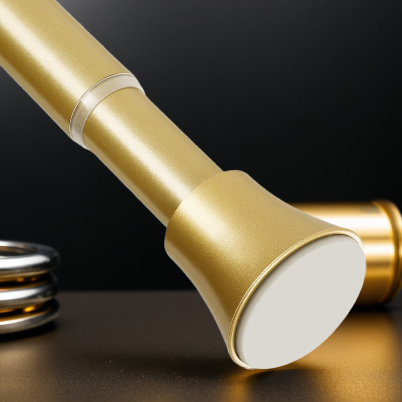 Tringle de rideau de douche Gold Tension - Tringle de douche réglable à ressort sans ressorts avec patins en caoutchouc antidérapants, diamètre robuste de 7/8 po pour la salle de bain, la cuisine ou la fenêtre
