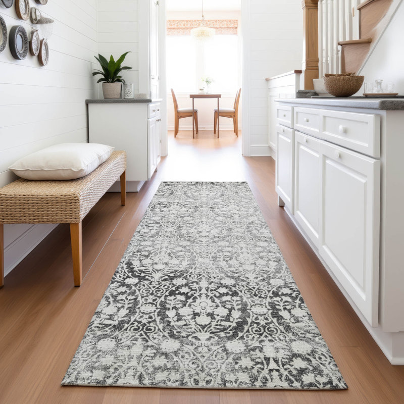 Premium Machine Washable Glanton AMF1231 Damask Rug, Runner 2'3" x 7'6"