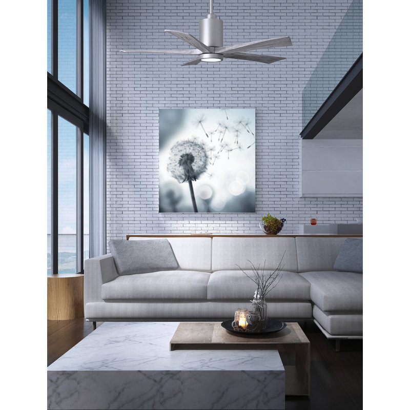 Patricia 52'' Ceiling Fan with LED Lights, Brushed Nickel, Barn Wood Tone