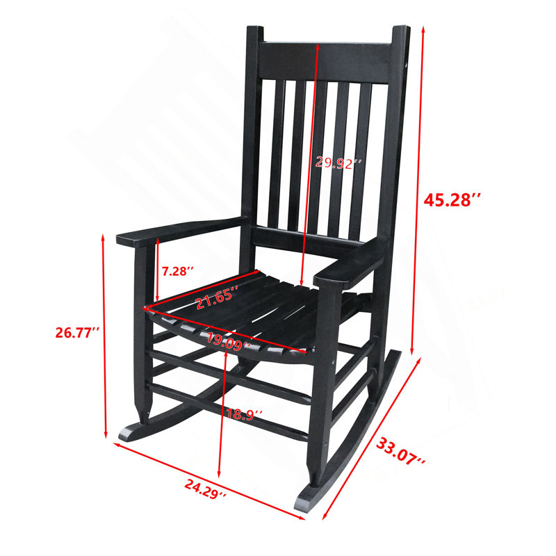 Chaise berçante en bois sans tapis, Noir