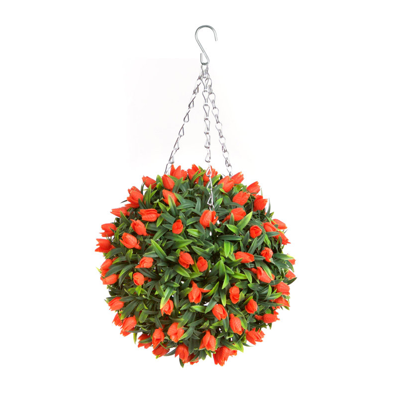 28cm Faux Flowering Plant, Orange