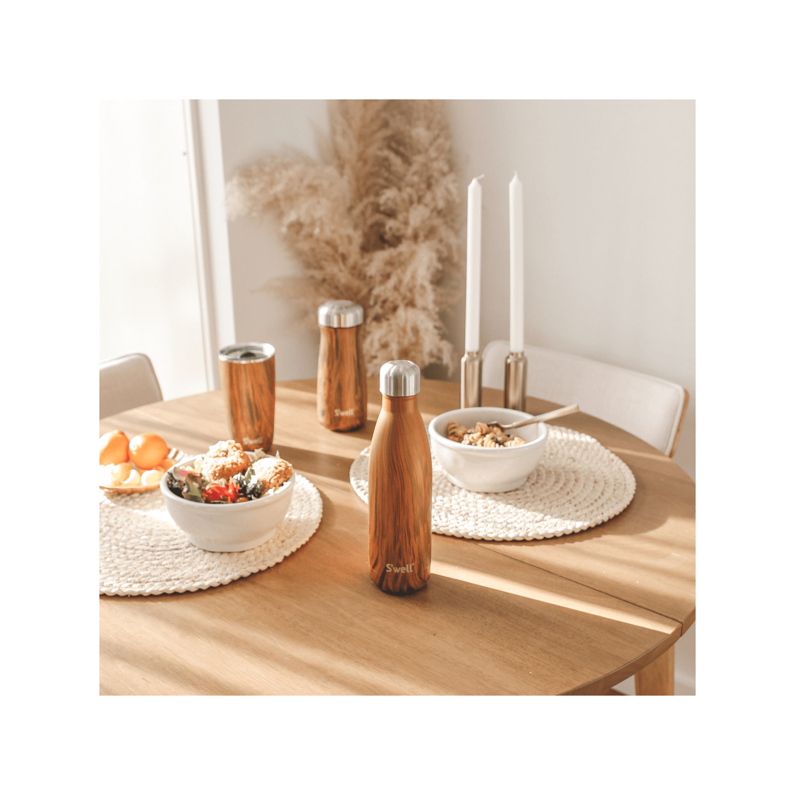 S'well Stainless Steel Triple-Layered Vacuum-Insulated Water Bottle, 25.oz, Teakwood