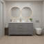 Meuble-lavabo 60 po, meuble-lavabo avec cadre en bois massif, comptoir autoportant avec 2 lavabos gris