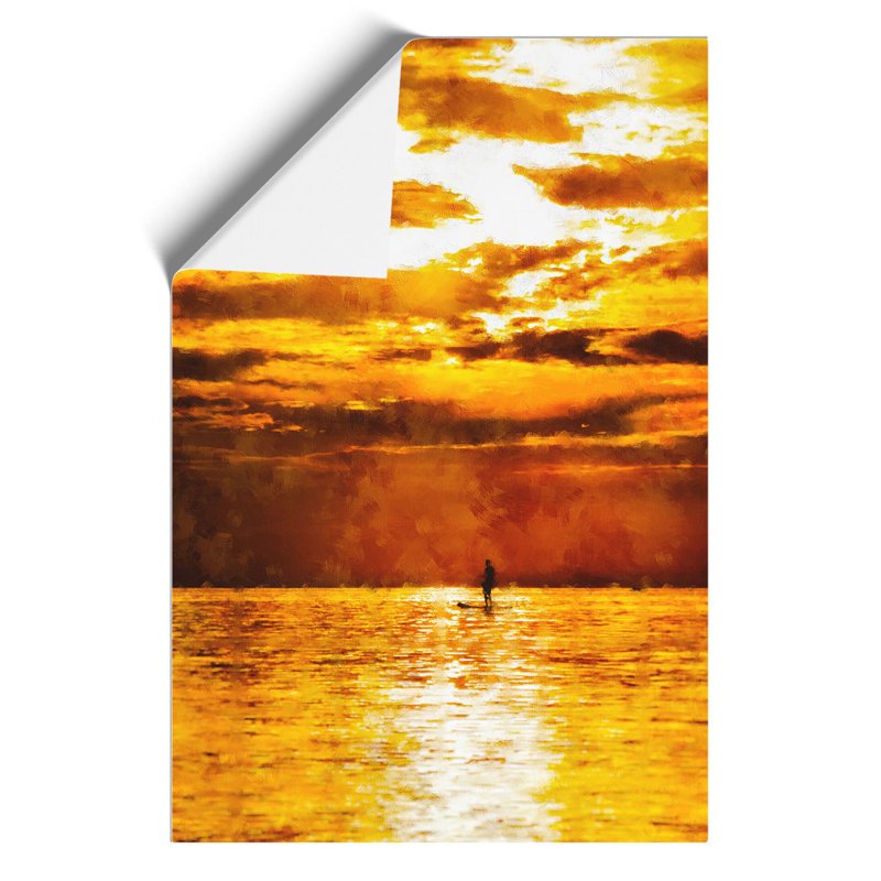 Paddleboarding at Sunset Painting - Frameless Print, 42cm H x 30cm W x 0.1cm D