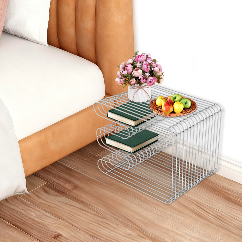 Table de chevet compacte en acier au carbone avec peinture moderne et base en forme de vague