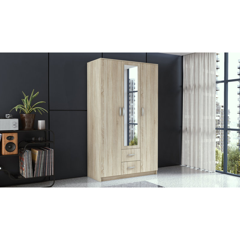 Weyburn 3 Door Manufactured Wood Wardrobe, Sonoma