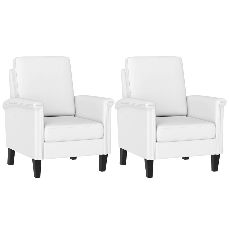 Chaise d'appoint moderne avec pieds en bois massif, dossier haut et coussin épais et confortable, 2