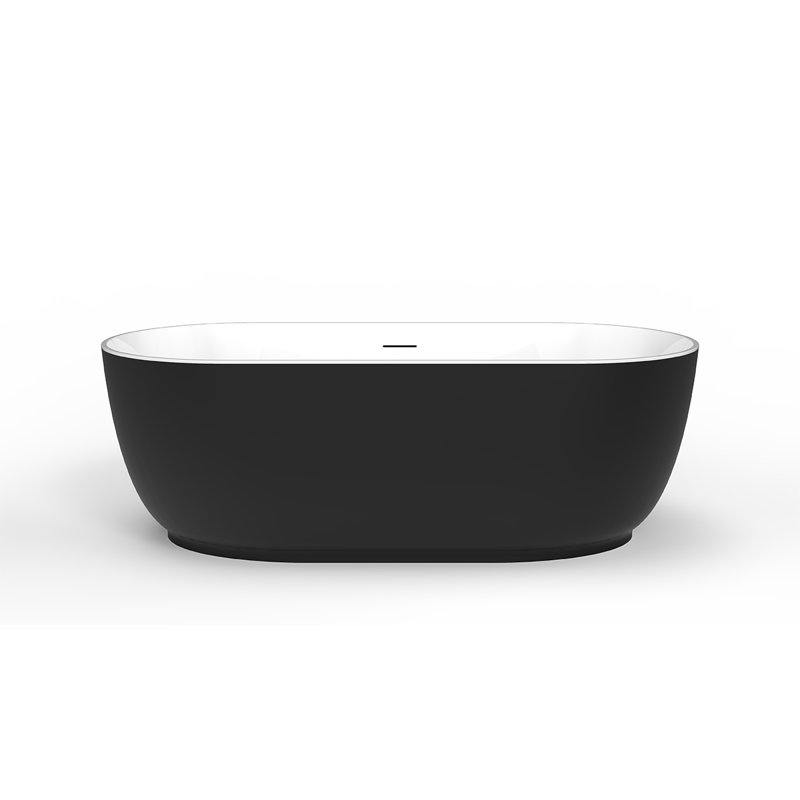 Yori 67'' x 31'' Freestanding Soaking Acrylic Bathtub, Black