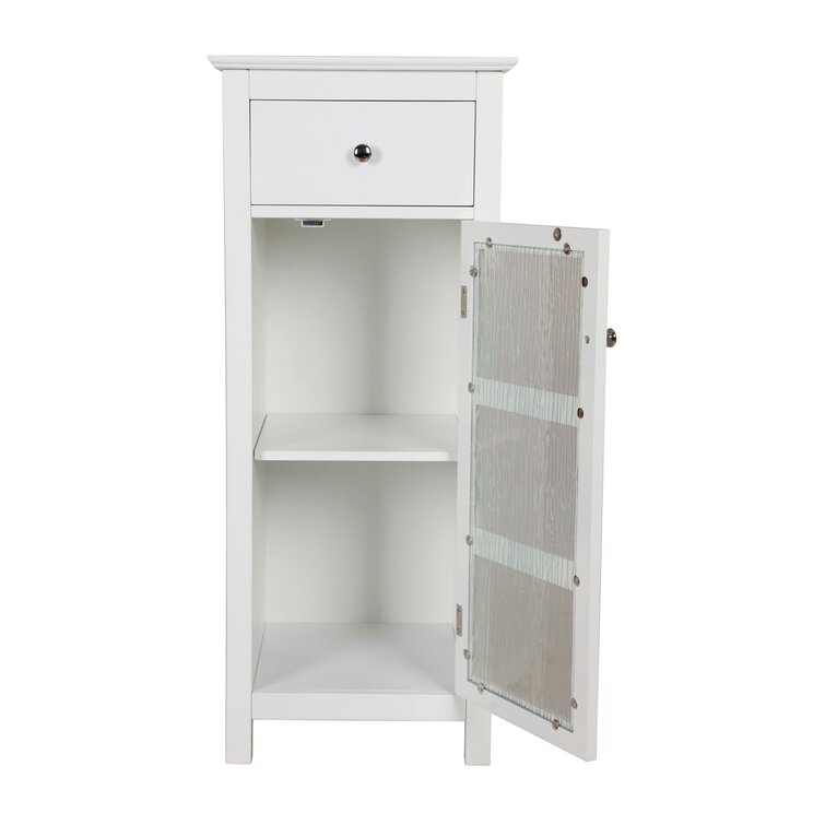Stanly Bathroom Floor Cabinet Wooden Storage Organizer with 1 Door and 3  Drawers, Free-Standing