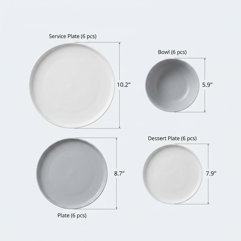 Service de table en porcelaine noire Artisan Stardust (service de 24 pièces pour 6 personnes)