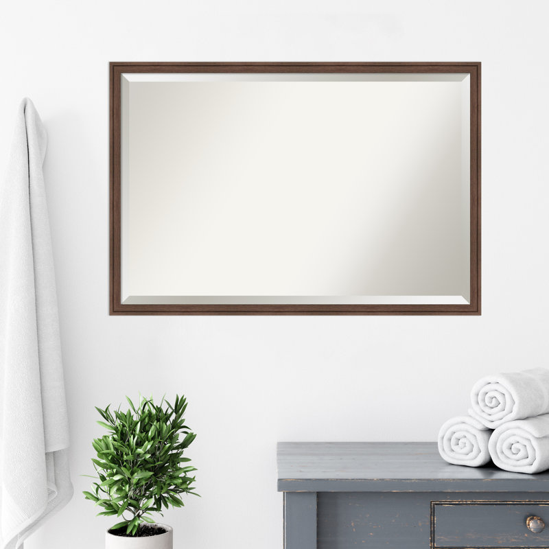 Miroir mural Merima, 25,75 po x 37,75 po, Brun moyen, Rectangle