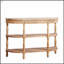 Console en bois fabriquée à la main avec garniture tissée à la main, tablettes de rangement à 3 niveaux, table d'entrée ovale avec pieds sculptés, table d'appoint rustique Coastal Farmhouse, table de canapé d'entrée de 49 pouces