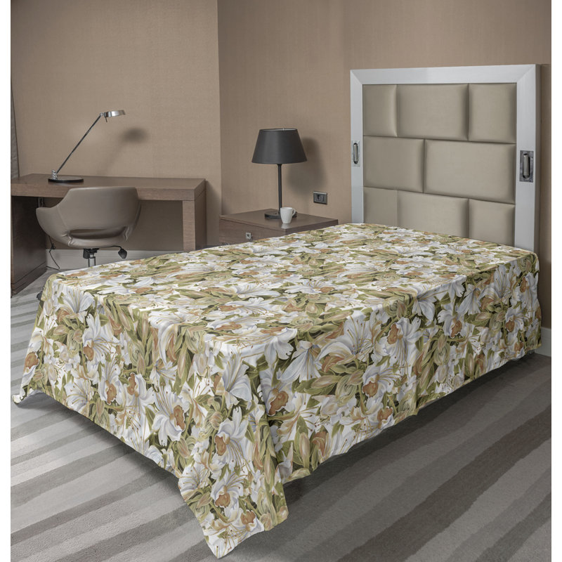 Ambesonne, drap plat floral pivoines, art botanique printanier, Drap plat pour lit simple TG