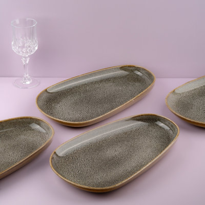 Assiette en porcelaine de qualité supérieure Fredc | Plateau | 13,8 po | Va au micro-ondes et au lave-vaisselle