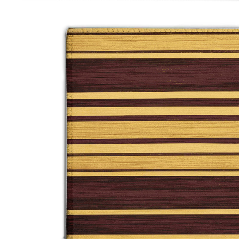 HorizontalStripes Black Indoor and Outdoor Area Rug, Rectangle 4' x 6'