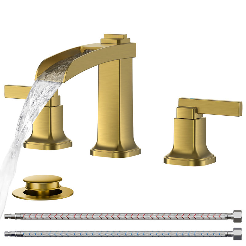 Forious® Ultra Widespread 2-Handle Bathroom sink Faucets With Metal Pop-up Drain, Brushed Gold