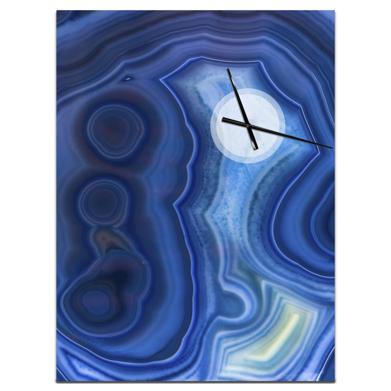 Blue Agate Stone Design - Horloge murale moderne, Très grand