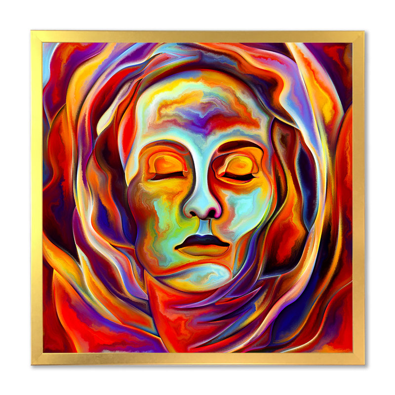 «Flowering Face Portrait Ii», reproduction d'art sur toile, H 16 po x l 16 po x P 1 po, Cadre photo doré