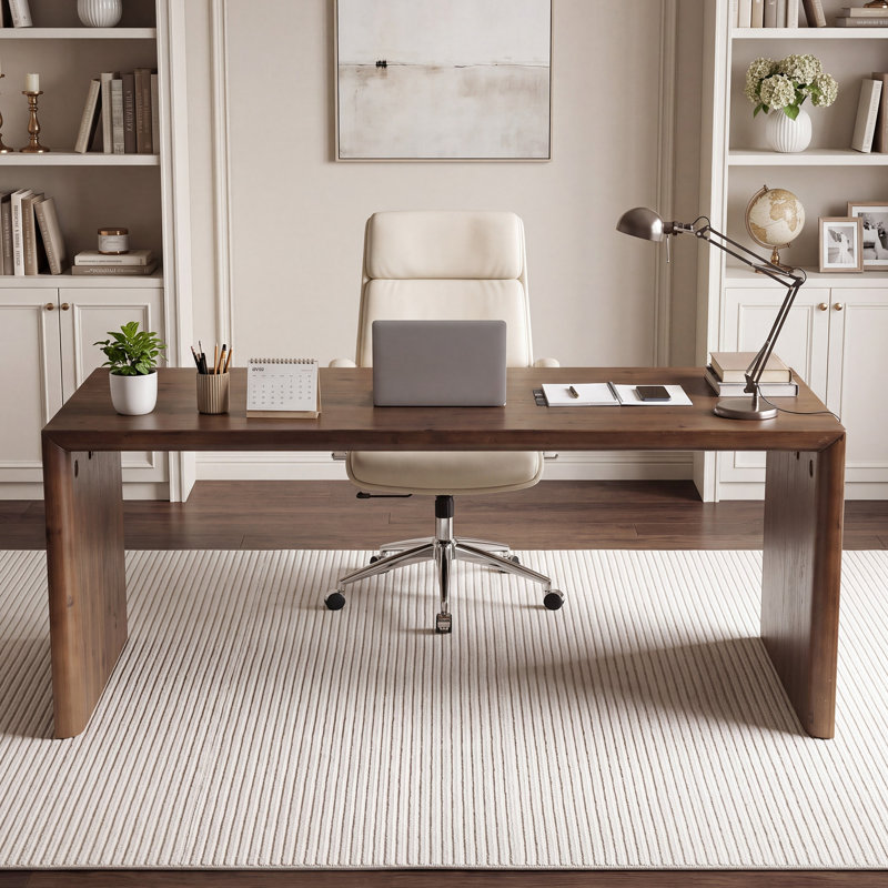 Bureau de direction en bois massif de 175 cm de long, grand bureau pour bureau à domicile