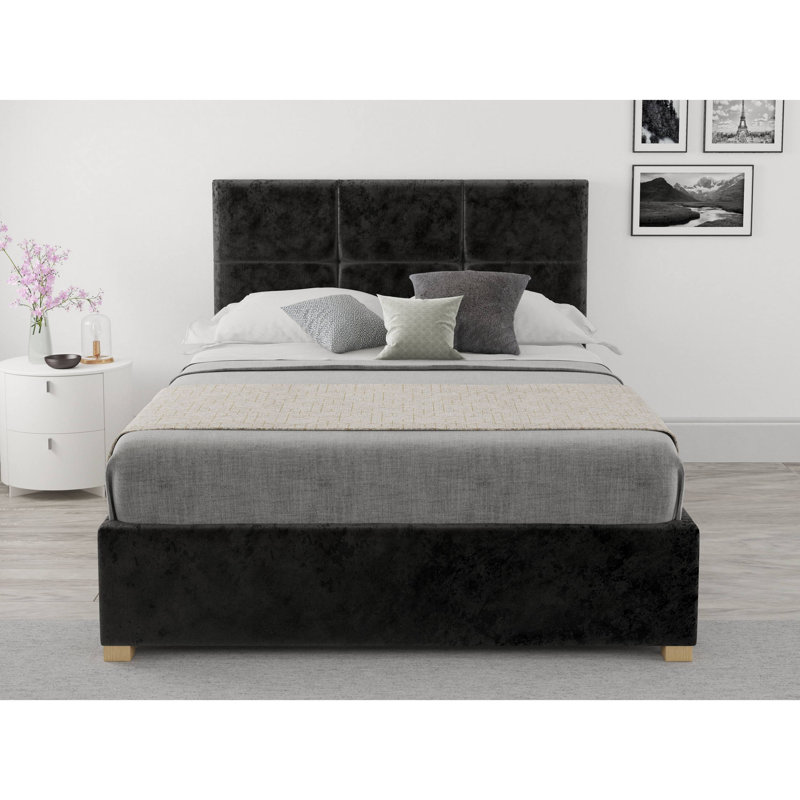 Moyers Upholstered Ottoman Storage Bed, Small Double (4'), Black