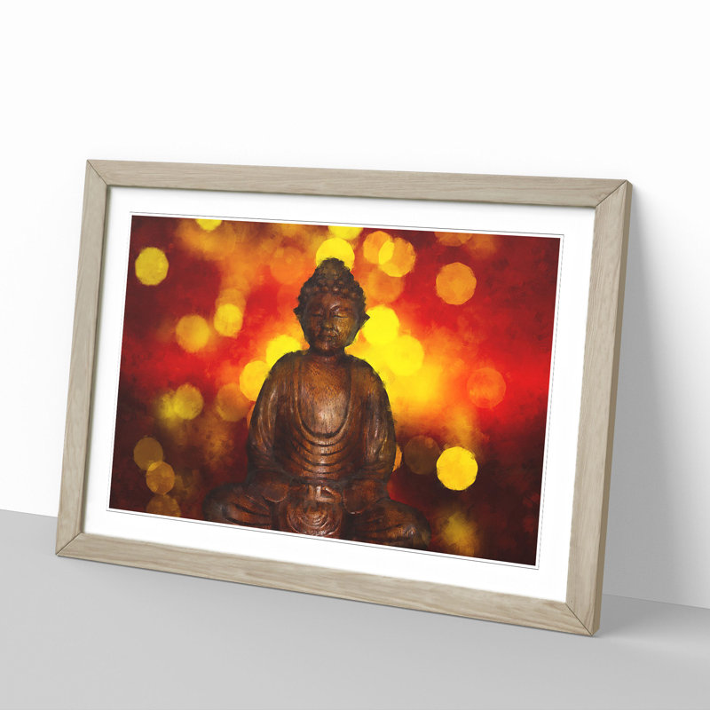 Buddha Statue Vol.2 - Picture Frame Painting, Oak, 36cm H x 48cm W x 2cm D