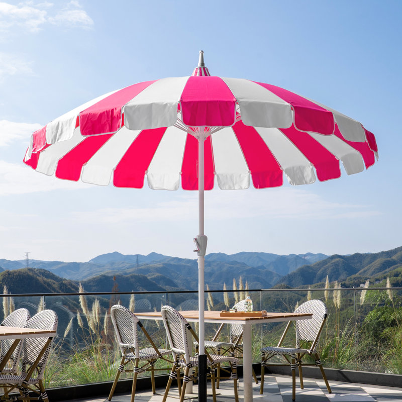 Parasol d'extérieur 8 pi, Rouge rosé / blanc