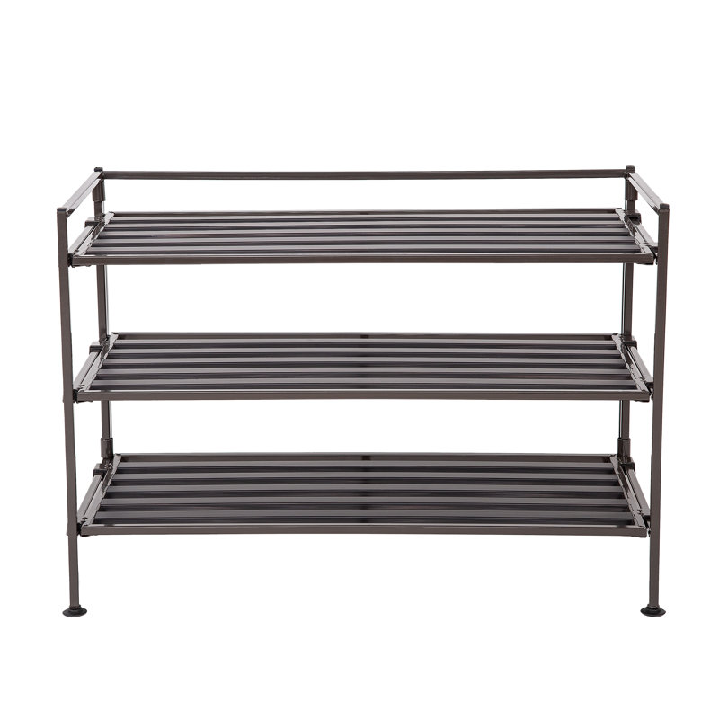 Espresso Metal 3-Tier Stackable Shoe Storage Rack