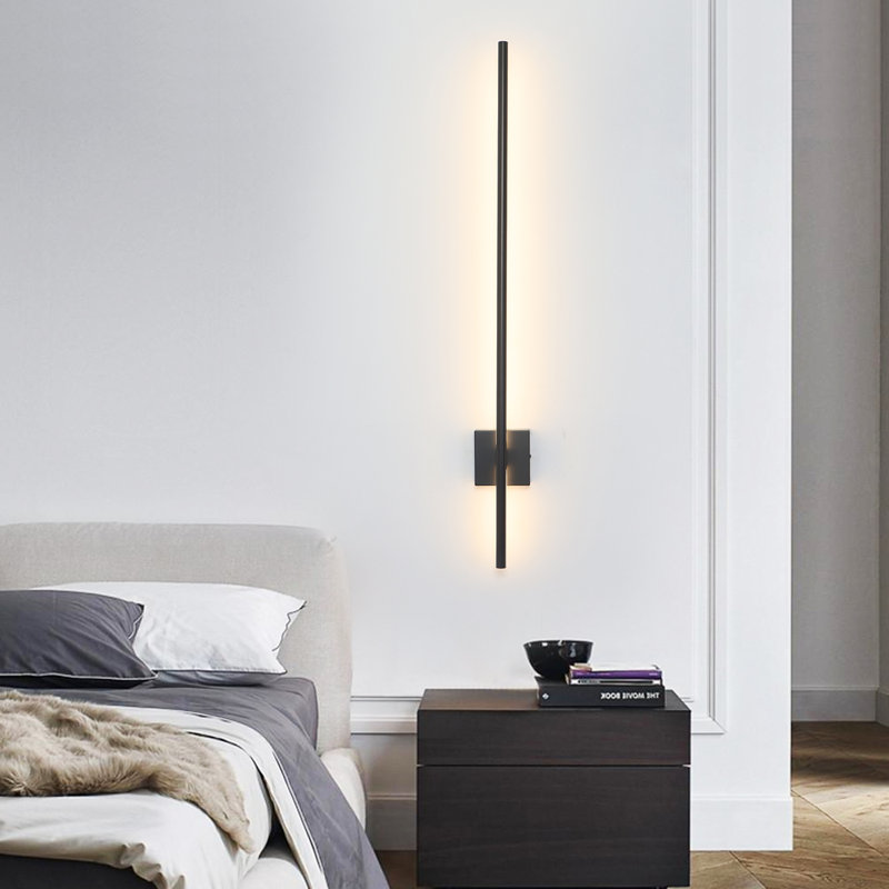 Kylese Wall Sconces Linear Simple Style Vanity Lighting Bathroom Bar, 44" H x 4.7" W x 3.3" D, Matte Black