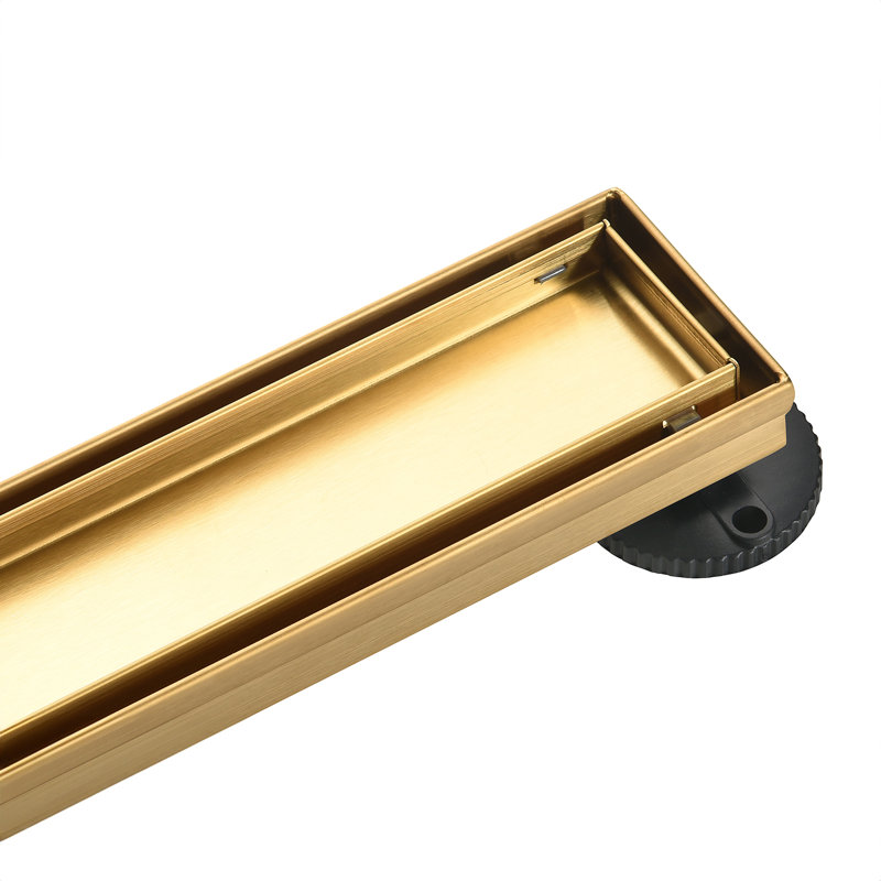 Kingston Watercourse 48-Inch Linear Shower Drain, Brushed Brass