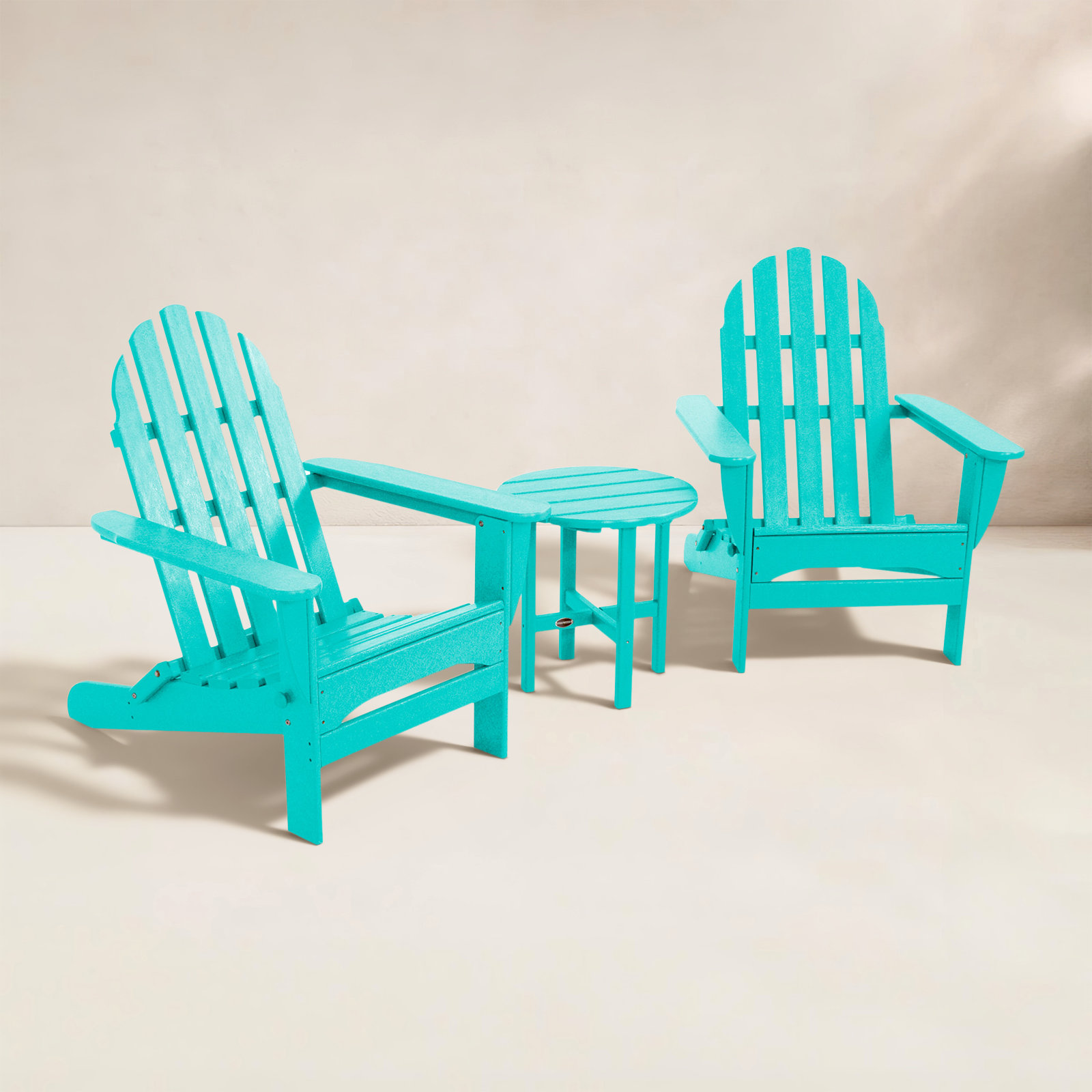 POLYWOOD Classic Adirondack 3 Piece Seating Group, Aruba