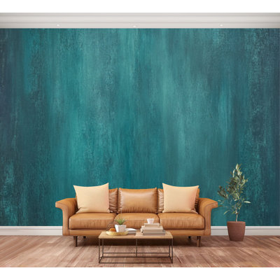 Murale pelez et collez toile abstraite sarcelle vert émeraude foncé plâtre stuc Grand papier peint autocollant amovible Papier contact mural pour le salon Chambre à coucher H 100 po x l 144 po
