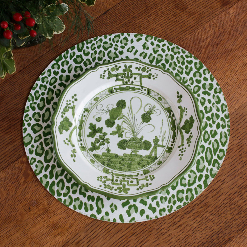 Vida Faenza Melamine Salad/Dessert Plate, Green/White