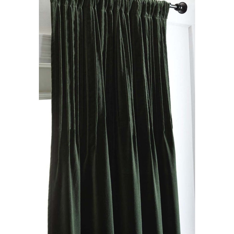 Ethan Velvet Room Darkening Curtain Panel, Kale, 32" W x 96" L