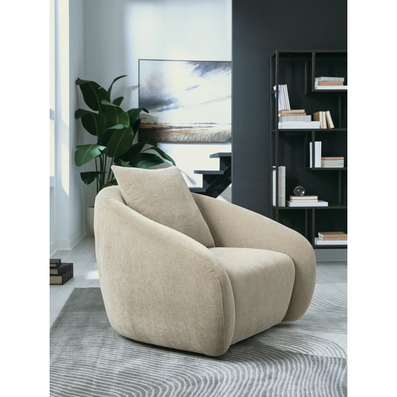 Chaise d'appoint pivotante Yahya, Beige Polyester