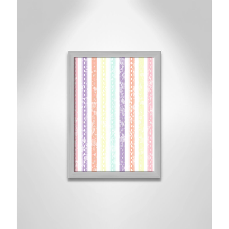 Adhésif décoratif Whimsical Stripe, H 15 po x l 11 po x P 1,1875 po, Encadré de boîte argent