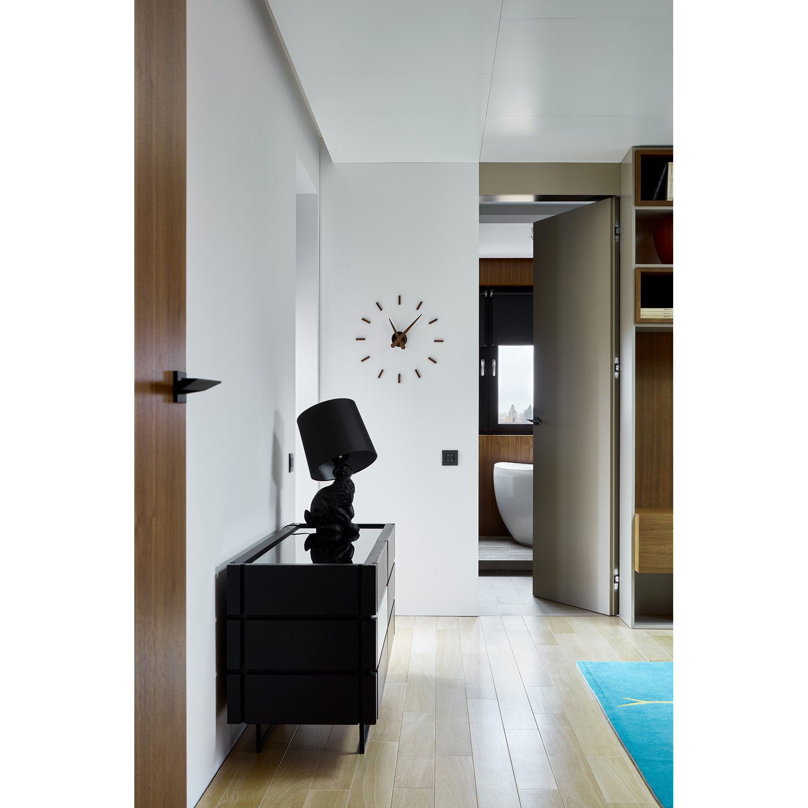 Sunset 19.68'' Solid Wood, Metal Wall Clock, Dark Brown