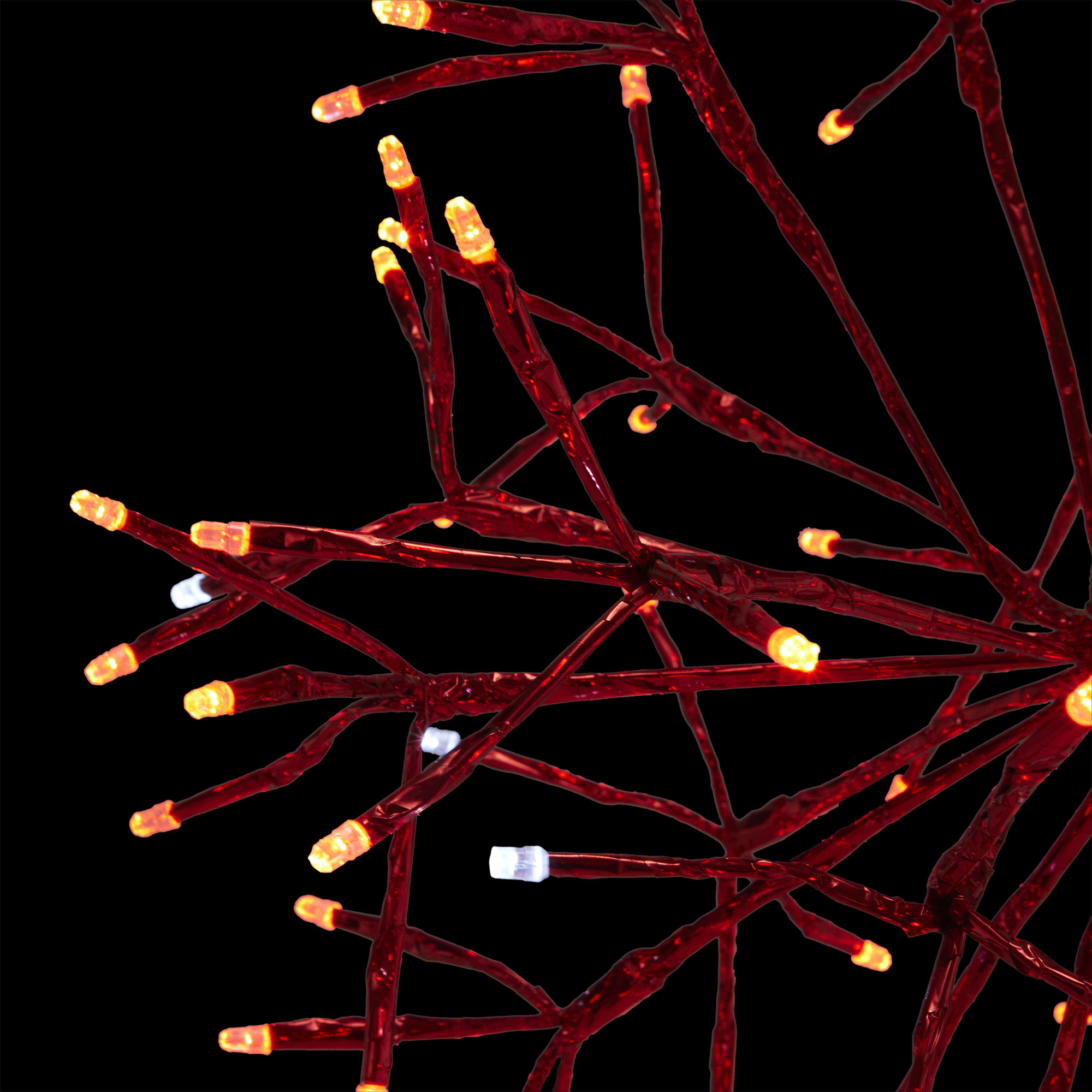 Indoor Holiday 3D Snowflake Hanging Ornament with LED Lights, 10", Red, White