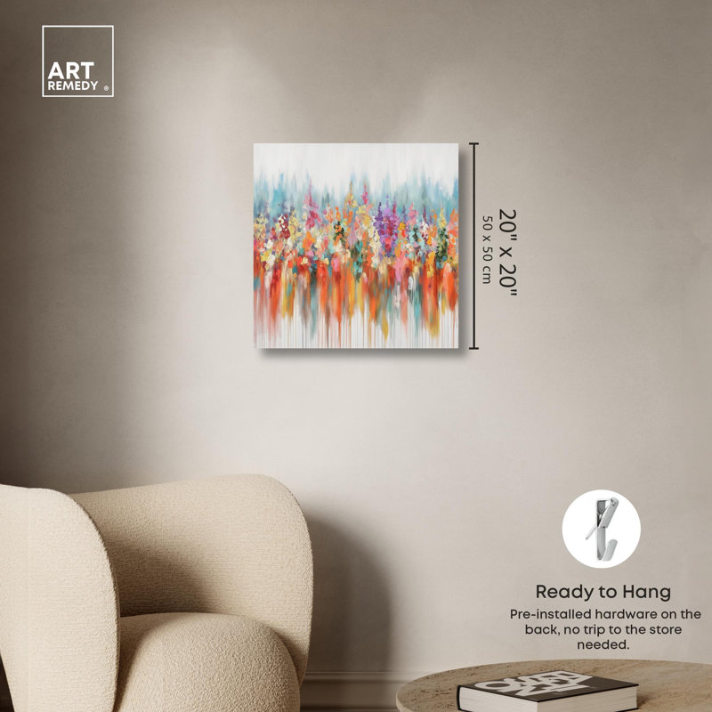 Burst of Flora Multicolor Abstract Canvas Art, 20" x 20"