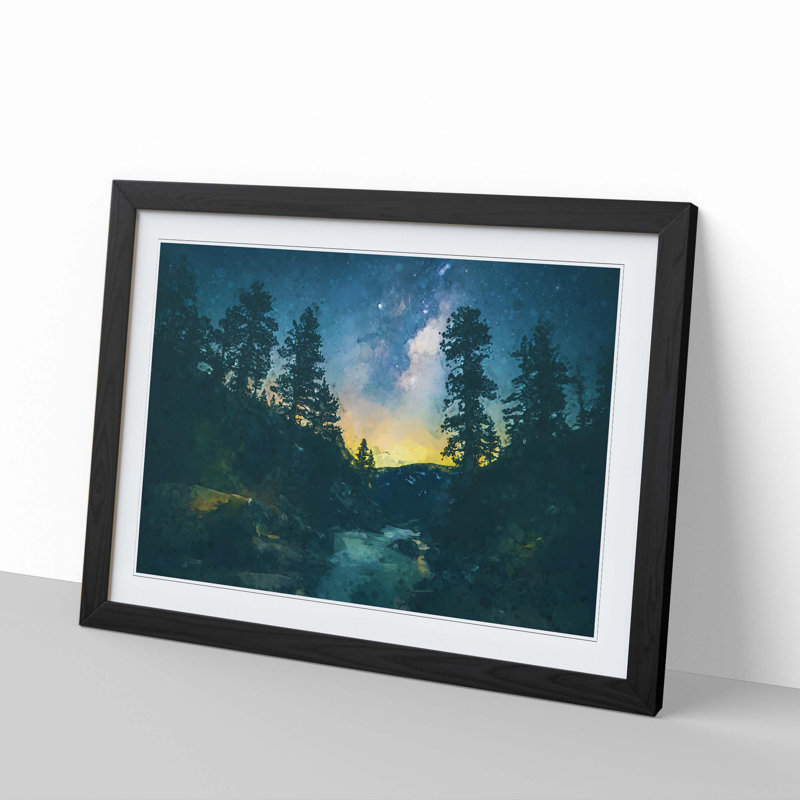 Mountain Stream in Abstract - Picture Frame Graphic Art Print, 27cm H x 36cm W x 2cm D, Black Framed