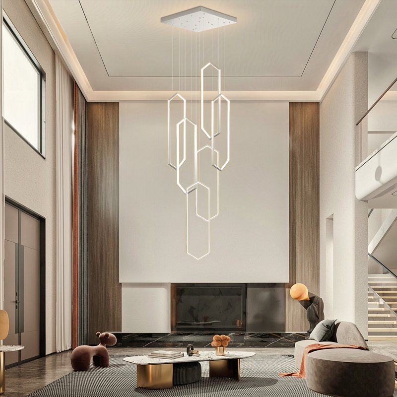 Lustre linéaire à intensité variable 6 lumières Glam, 7680 lumens, H 118 po x l 23,6 po x P 23,6 po, 96 W