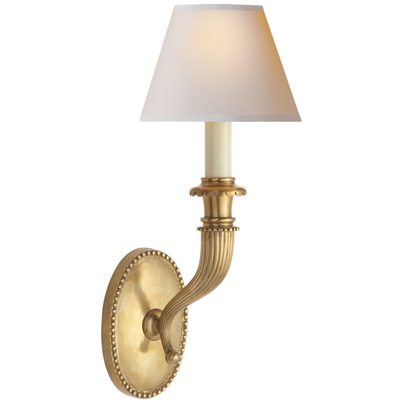 1 - Light Armed Sconce, Antique-Burnished Brass