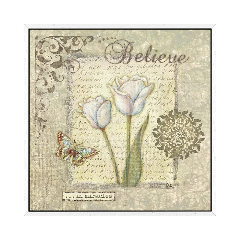 Word III Believe by Viv Eisner - Gallery-Wrapped Canvas Giclée on Canvas, 45.72 cm H x 45.72 cm W, White Framed
