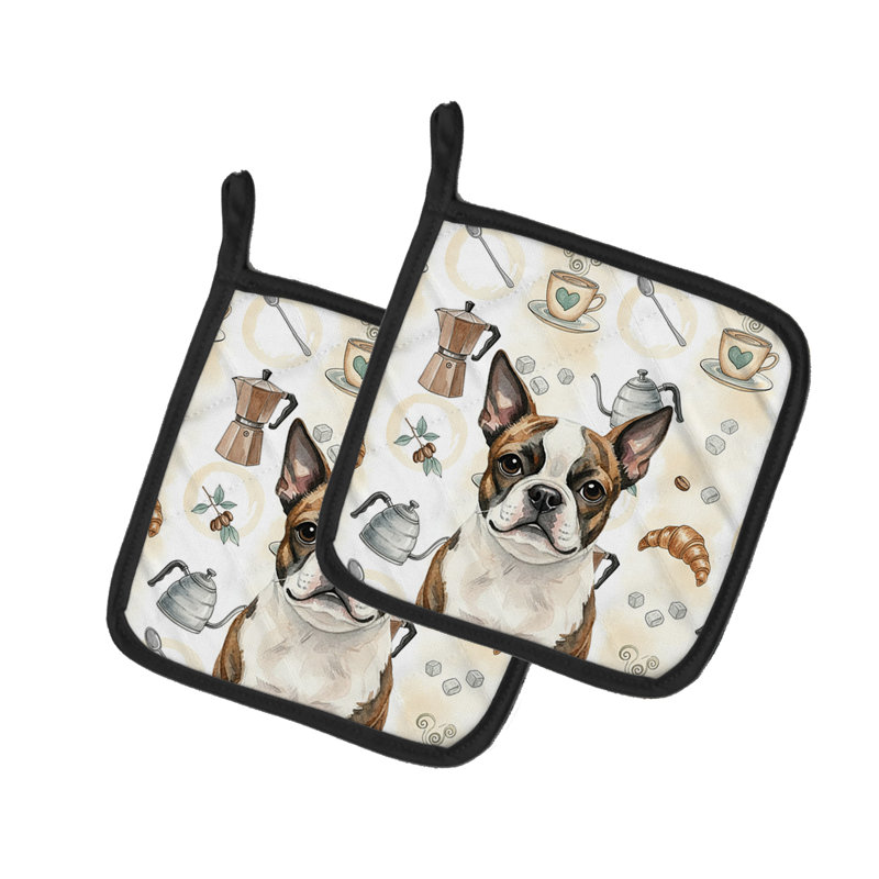 Paire de porte-casseroles Brindle Boston Terrier