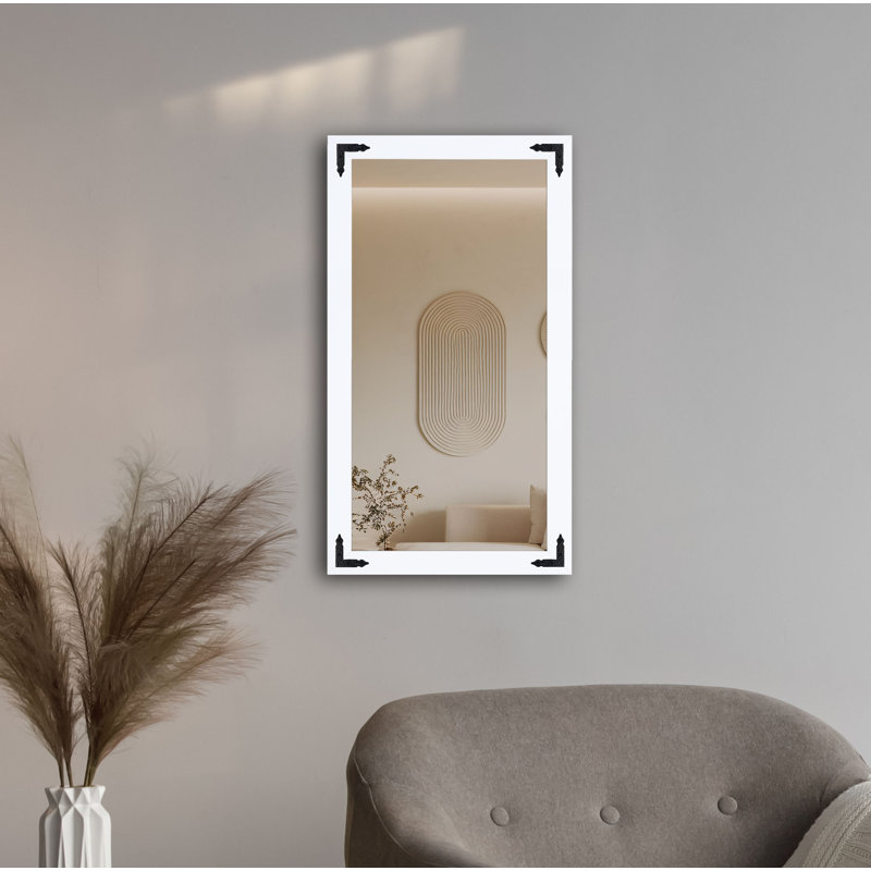 Heavner Flat Wall Mirror, 24" H x 18" W, White